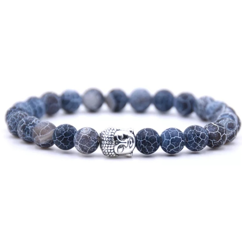 Weathered Agate Buddah 8mm Beads Healing Bracelet